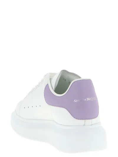 Alexander Mcqueen White Leather Sneakers With Lilac Leather Heel In Yellow