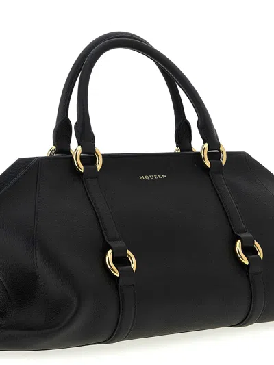 Alexander Mcqueen Borsa A Mano Farringdon Media In Pelle Nera Donna In Black