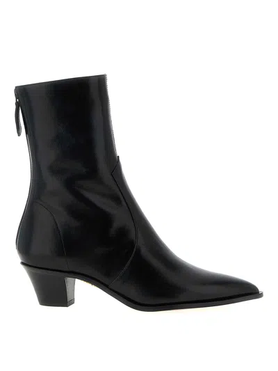 Aquazzura Ankle Boots With Block Heel And Pointed Toe In Black