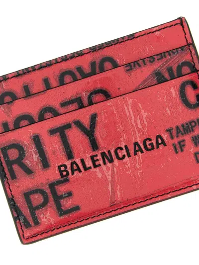 Balenciaga Portacarte Tape Type In Leather In Red