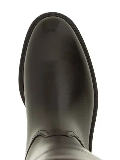 Brunello Cucinelli Brown Leather Boots With Shiny Detail In Brown