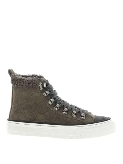 Brunello Cucinelli Luxe Rubber Sole Sneakers In Gray
