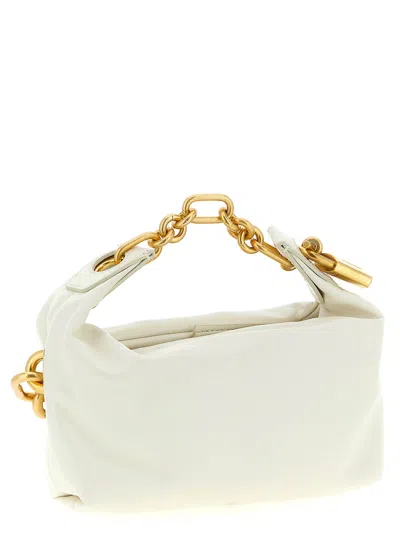 Balmain Sync Chain Mini Top-handle Bag In Calfskin Leather In White
