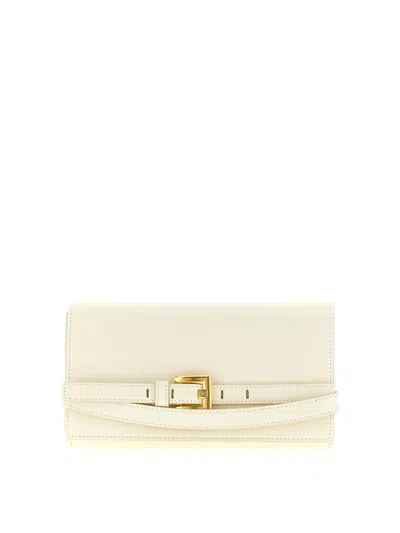 Balmain Crinkled Leather Wallet With Shuffle Chain In White