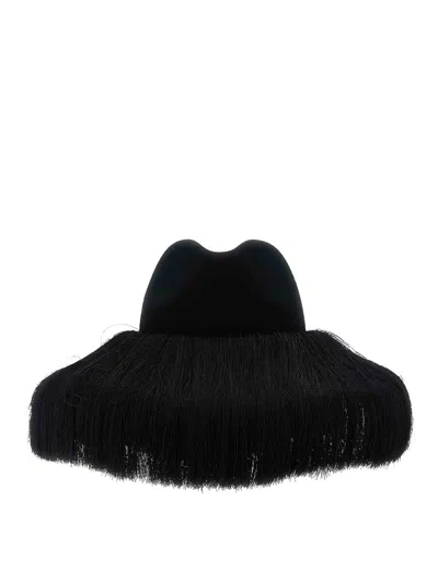 Comme Des Garçons Hizume Collaboration Wide Brim Hat In Black