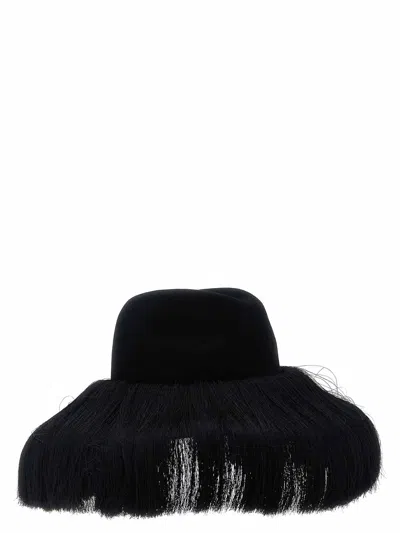 Comme Des Garçons Hizume Collaboration Wide Brim Hat In Black