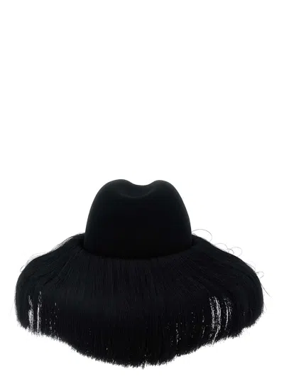 Comme Des Garçons Hizume Collaboration Wide Brim Hat In Black