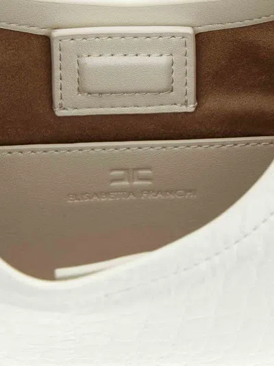 Elisabetta Franchi Logo-plaque Shoulder Bag In White