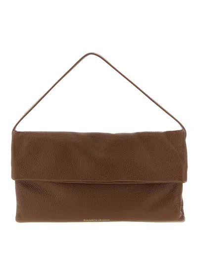 Elisabetta Franchi Signature Shoulder Bag Top Handle In Brown