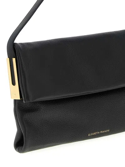 Elisabetta Franchi Signature Shoulder Bag Top Handle In Black