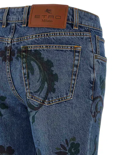 Etro Paisley Print Jeans In Blue