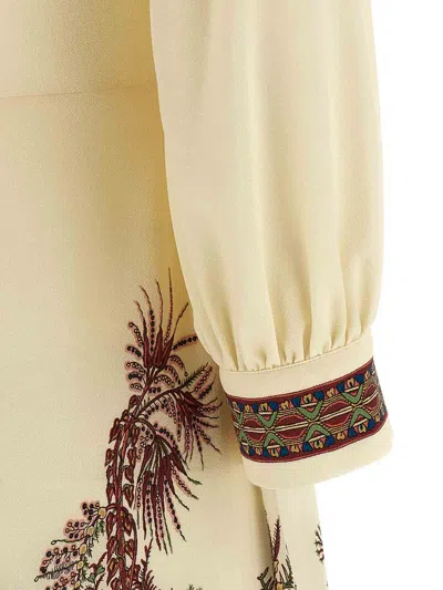 Etro Sable Midi Dress With Floral Paisley Print In Nude