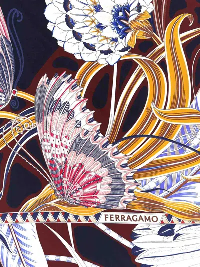 Ferragamo Rectangular Scarf Featuring Intricate Pattern In Multi