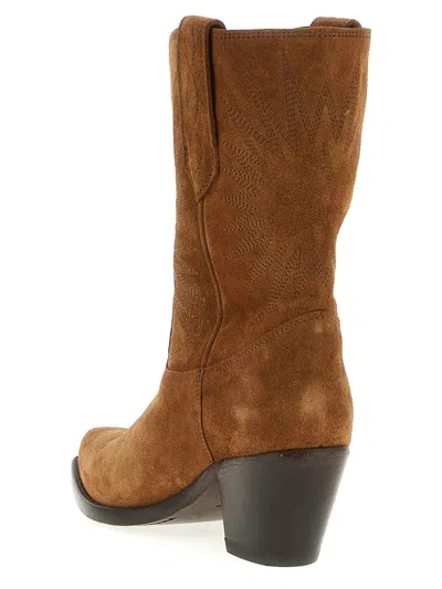 Golden Goose Star Wish Suede Leather Boots In Brown
