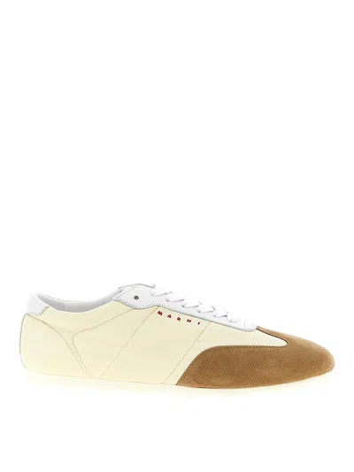 Marni Smooth Polyamide Sneakers With Suede Accents In Neutral
