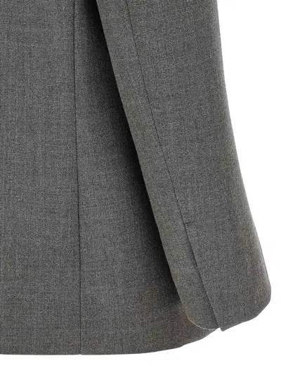 Jil Sander Double-breasted Textured Wool Blazer With Flap Pockets In Gray