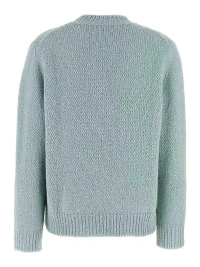 Jil Sander Ribbed Crewneck Knit Sweater With Soft Texture In Blue