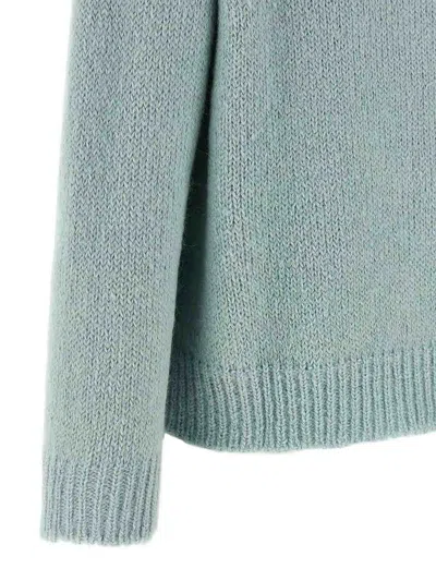 Jil Sander Ribbed Crewneck Knit Sweater With Soft Texture In Blue