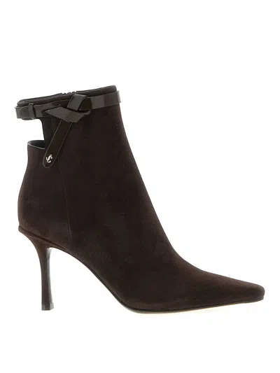Jimmy Choo Camie Brown Ankle Boots With Knot Detail In Suede Woman In Brown