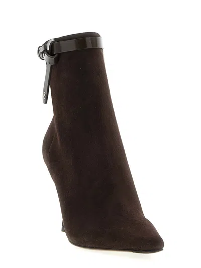 Jimmy Choo Camie Brown Ankle Boots With Knot Detail In Suede Woman In Brown