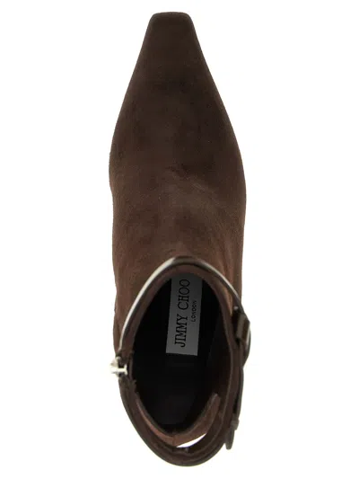 Jimmy Choo Camie Brown Ankle Boots With Knot Detail In Suede Woman In Brown