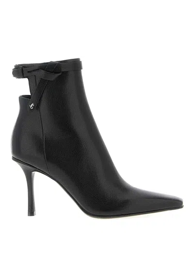 Jimmy Choo Camie Black Ankle Boots With Knot Detail In Leather Woman In Black