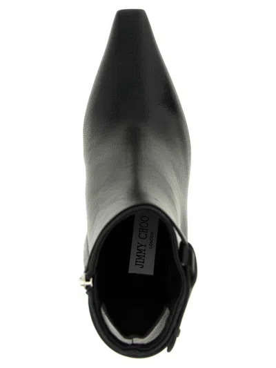 Jimmy Choo Camie Black Ankle Boots With Knot Detail In Leather Woman In Black