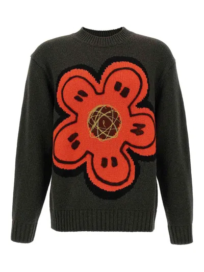 Kenzo Boke Flower Cotton Blend Sweater In Green