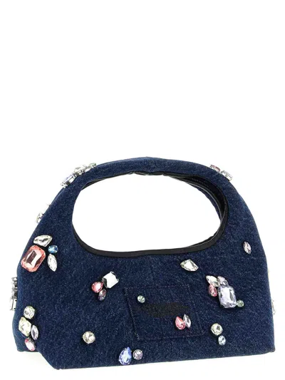 Marc Jacobs Denim Mini Sack Handbag With Embellished Design In Blue