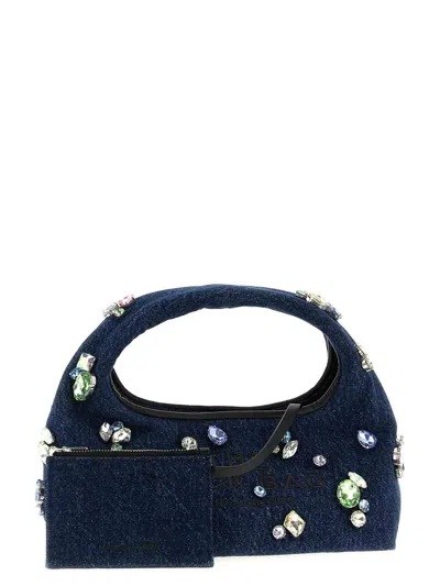 Marc Jacobs Denim Mini Sack Handbag With Embellished Design In Blue
