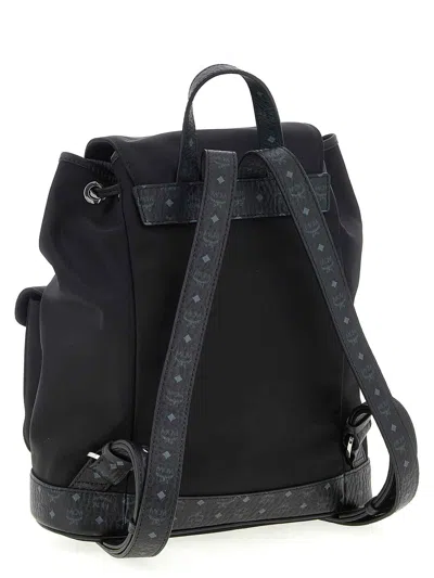 Mcm Straps Adjustable Buckle Front Pockets Top Handle In Black