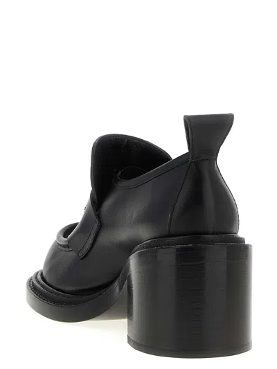 Moschino Block Heel Loafers Pull Tab In Black