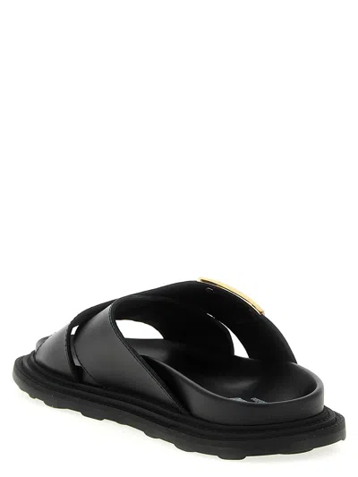 Moschino Leather Sandals In Black