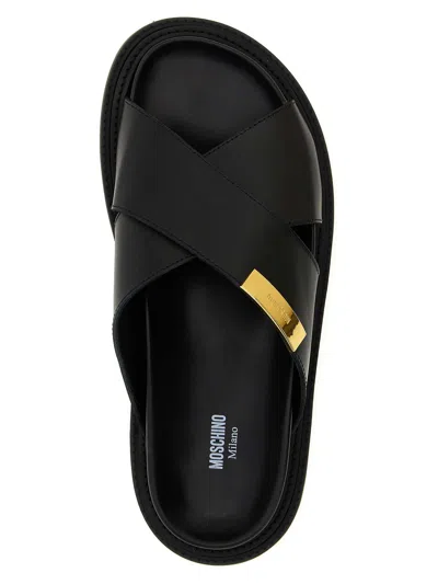 Moschino Leather Sandals In Black