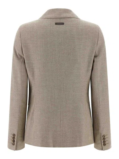 Peserico Double-breasted Blazer Blazers Beige In Brown