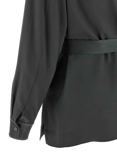 Peserico Fluid Viscose Twill Shirt With Jewel-detail Cuffs In Black