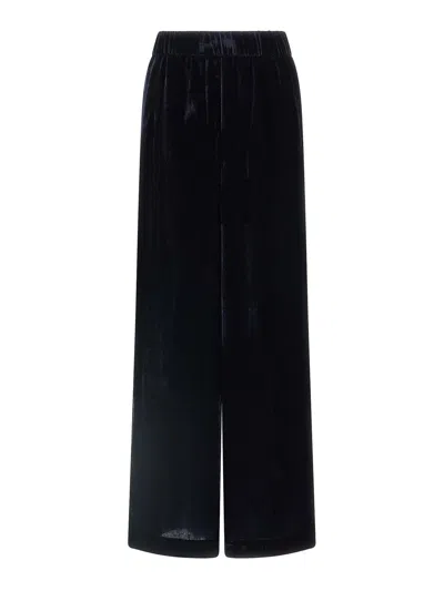 Peserico Soft Touch Velvet Trousers Featuring Pockets In Blue