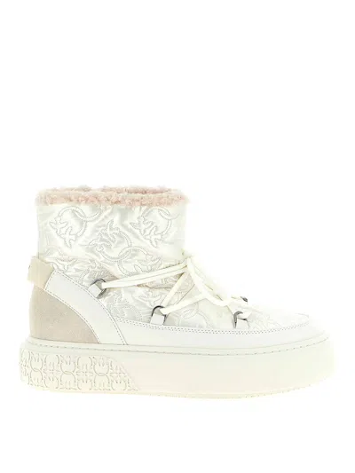 Pinko Yoko 19 Quilted Ankle Boots In White