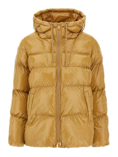 Pinko Nylon Padded Down Jacket In Gold