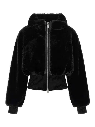 Pinko Bagels Faux Fur Bomber Jacket In Black