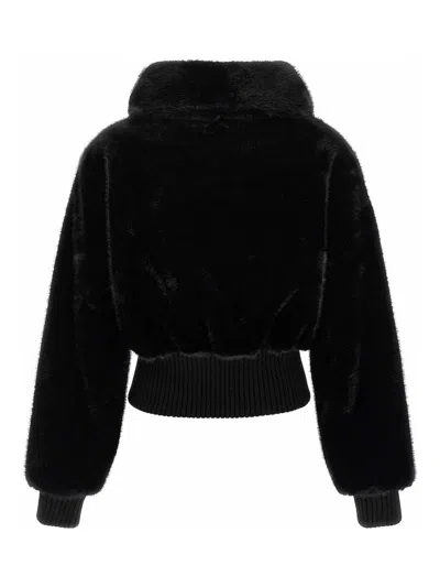 Pinko Bagels Faux Fur Bomber Jacket In Black