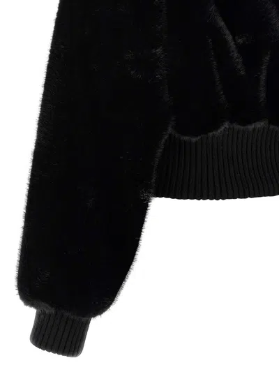 Pinko Bagels Faux Fur Bomber Jacket In Black