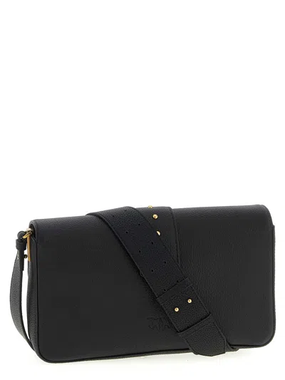 Pinko Love One Mini Slouchy Leather Shoulder Bag In Black
