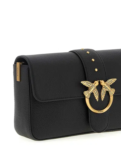 Pinko Love One Mini Slouchy Leather Shoulder Bag In Black
