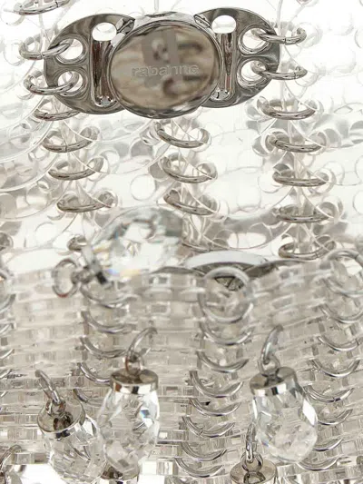 Rabanne Rectangular Shoulder Bag With Crystal And Chain In Silver