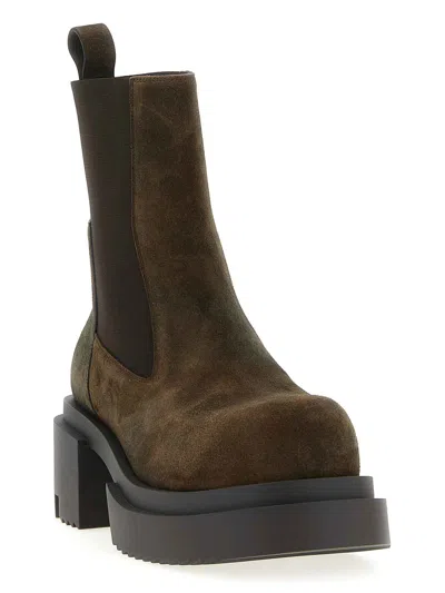 Rick Owens Platform Boots With Elastic Strap In Brown