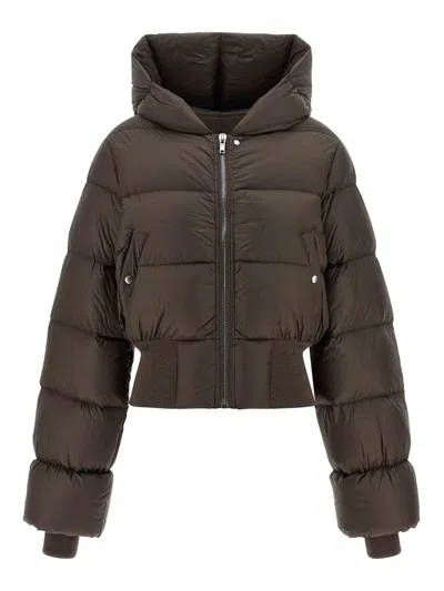 Rick Owens Hooded Puffer Jacket In Green