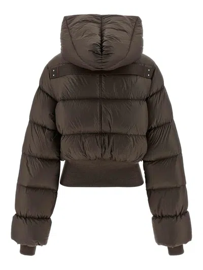 Rick Owens Hooded Puffer Jacket In Green