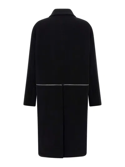 Rick Owens Long Sleeve Collared Coat Front Pockets In Black