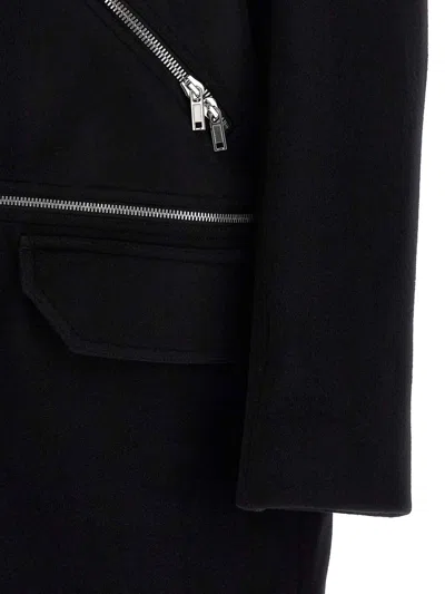 Rick Owens Long Sleeve Collared Coat Front Pockets In Black